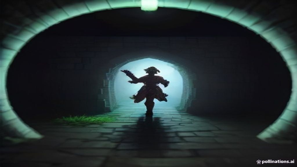 Minecraft voxel style hero character with sword and armor facing a glowing purple rift portal
