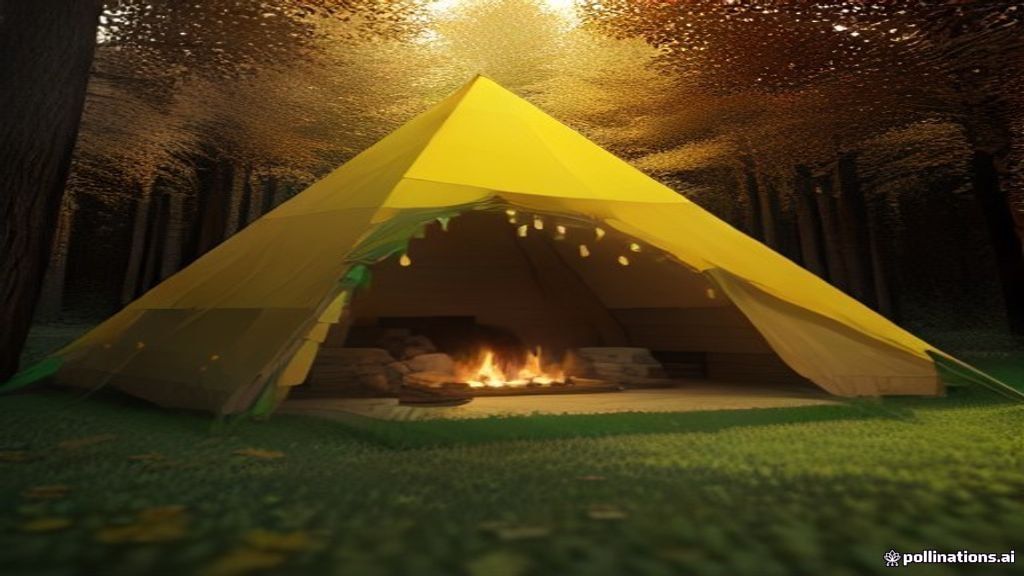 Minecraft straw bed in an autumn dappled forest campsite